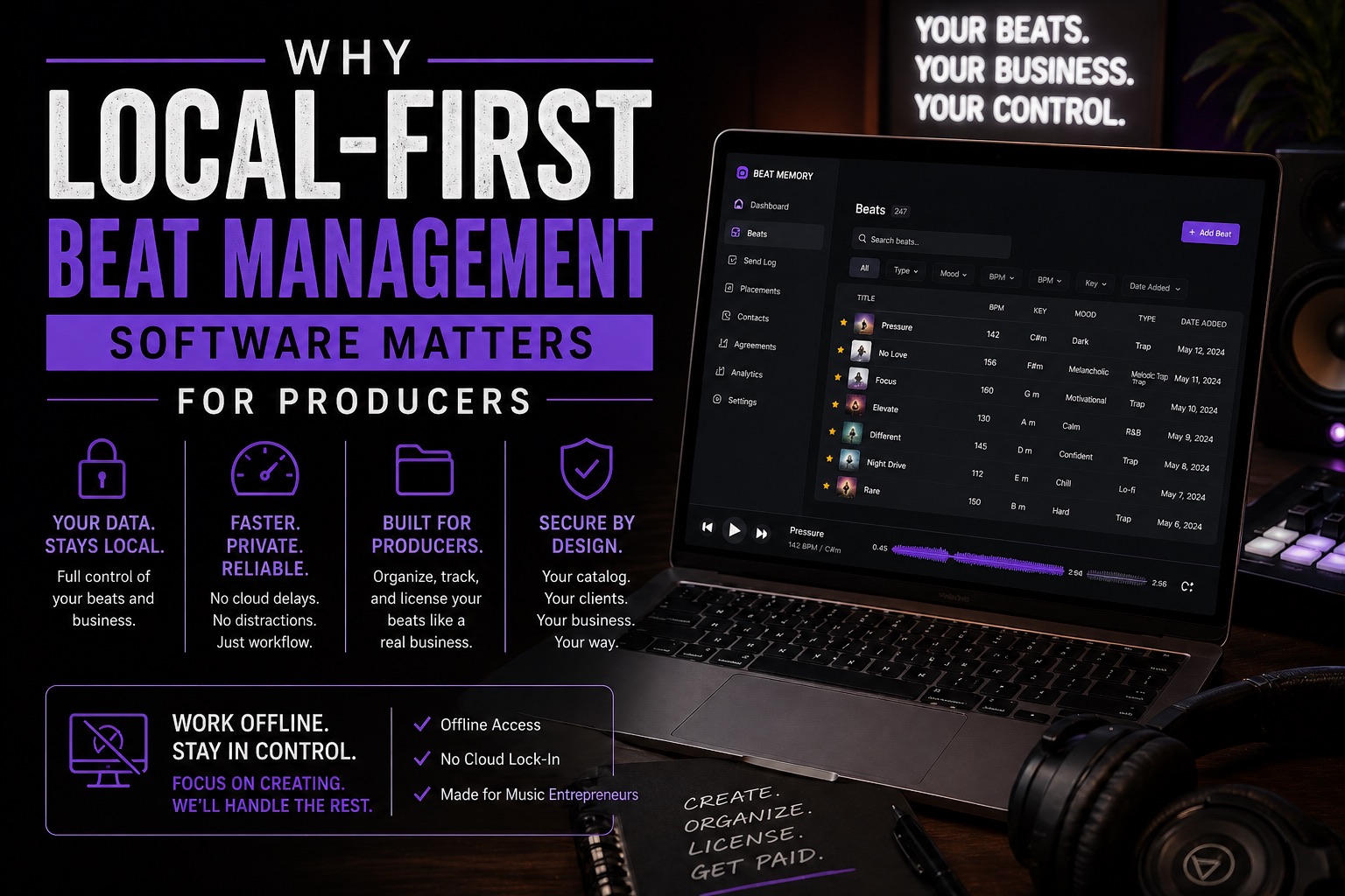 Artwork for beat management for producers and local-first workflow